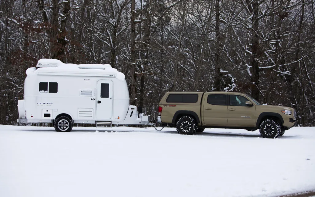 oliver legacy elite trailer camping in snow
