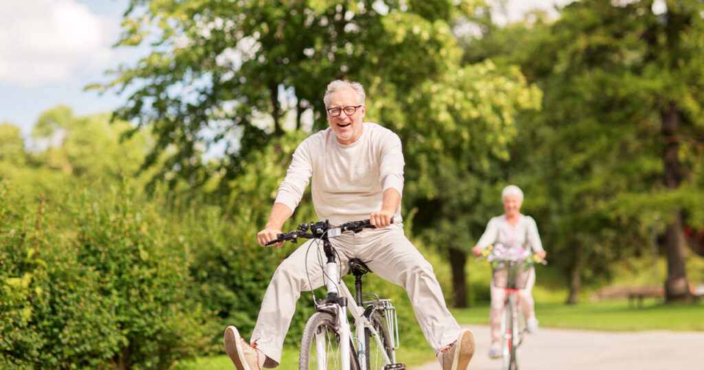 a retired couple seeking adventure on their bikes