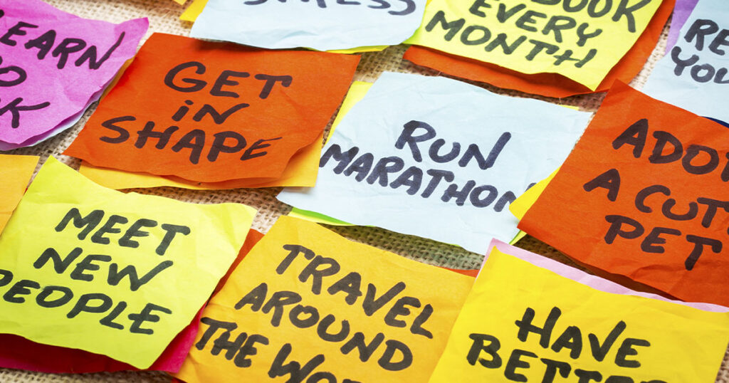 post it notes of travel goals