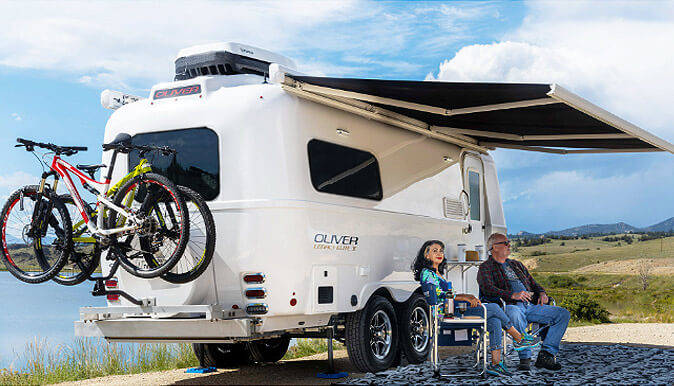 2026 Oliver Legacy Elite II trailer with aerodynamic fiberglass design