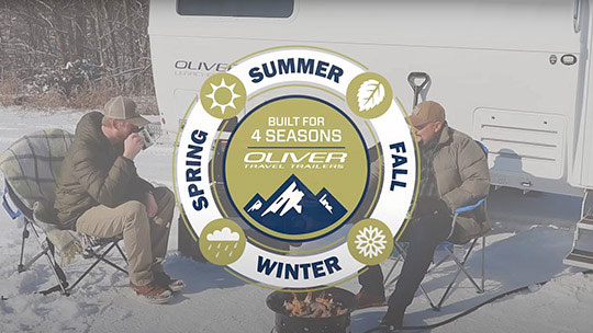 Oliver Travel Trailer with double-hull fiberglass shell and LP ducted furnace for superior four-season camping comfort and condensation-free insulation.