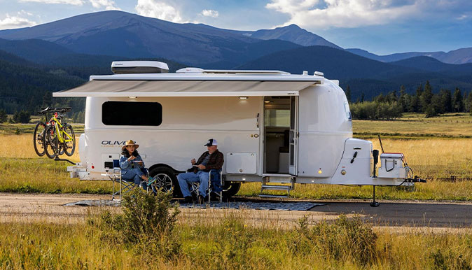 Oliver Travel Trailer with 5-year fiberglass body and chassis warranty, showcasing durable construction and quality assurance.