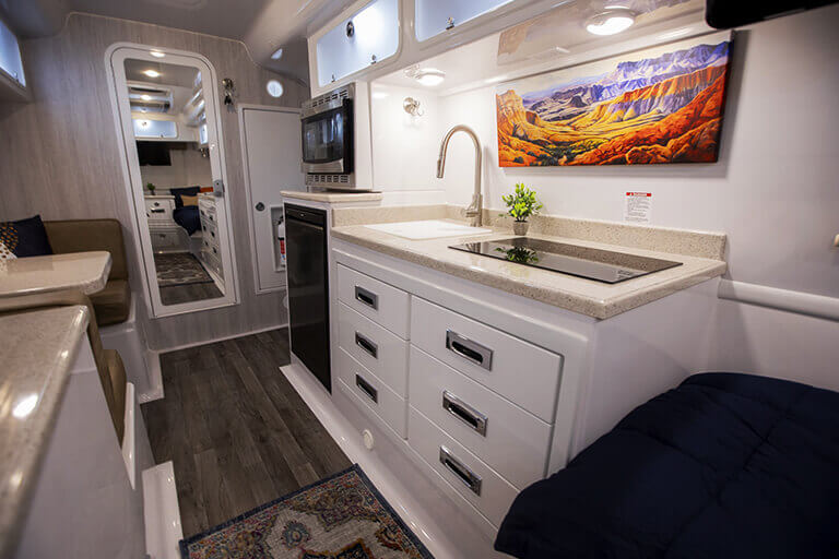 Oliver travel trailer full kitchen setup