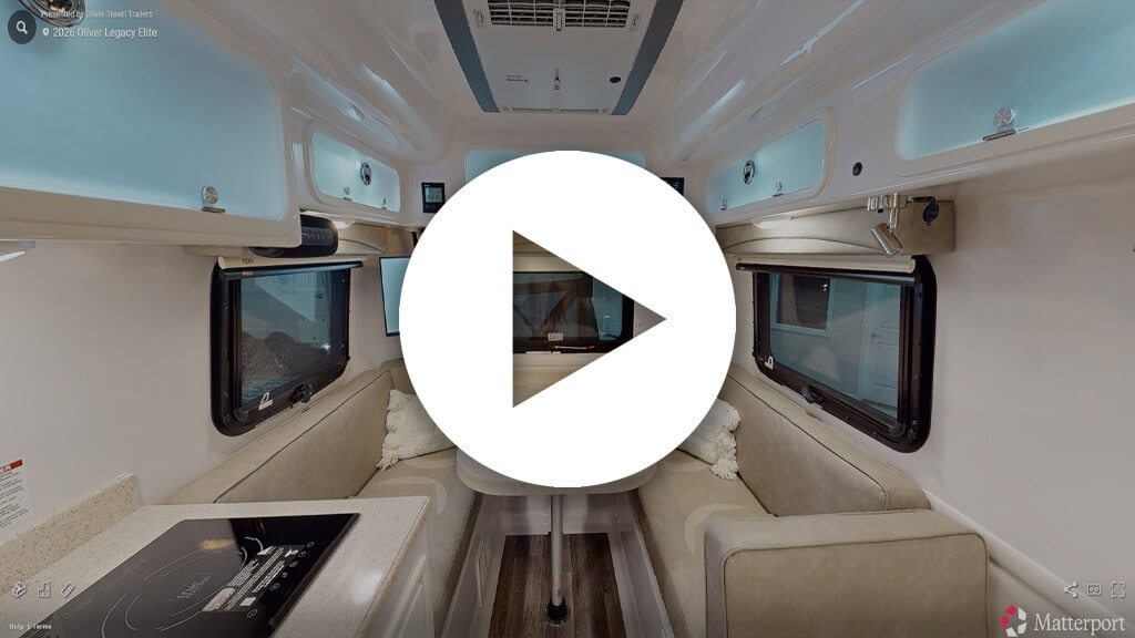 Oliver Travel Trailer interior with Midnight Décor and PU Leather